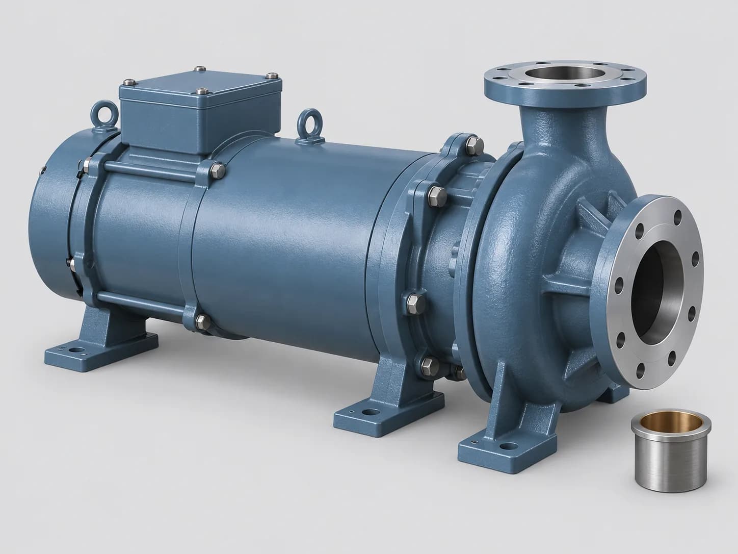 AI-generated sealless canned-motor process pumps category reference; not an exact-model photograph