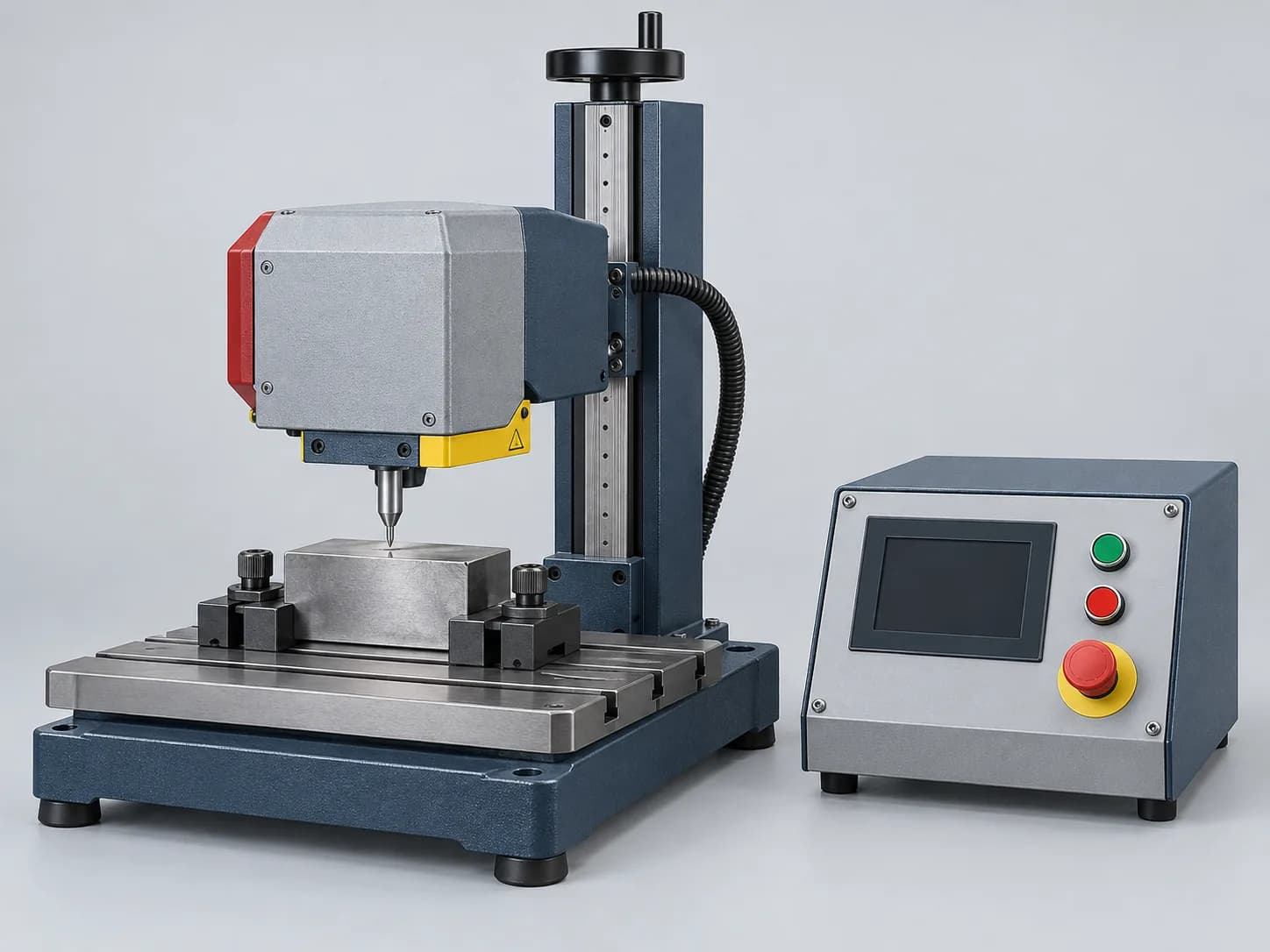 AI-generated dot-peen part traceability marking equipment category reference; not an exact-model photograph