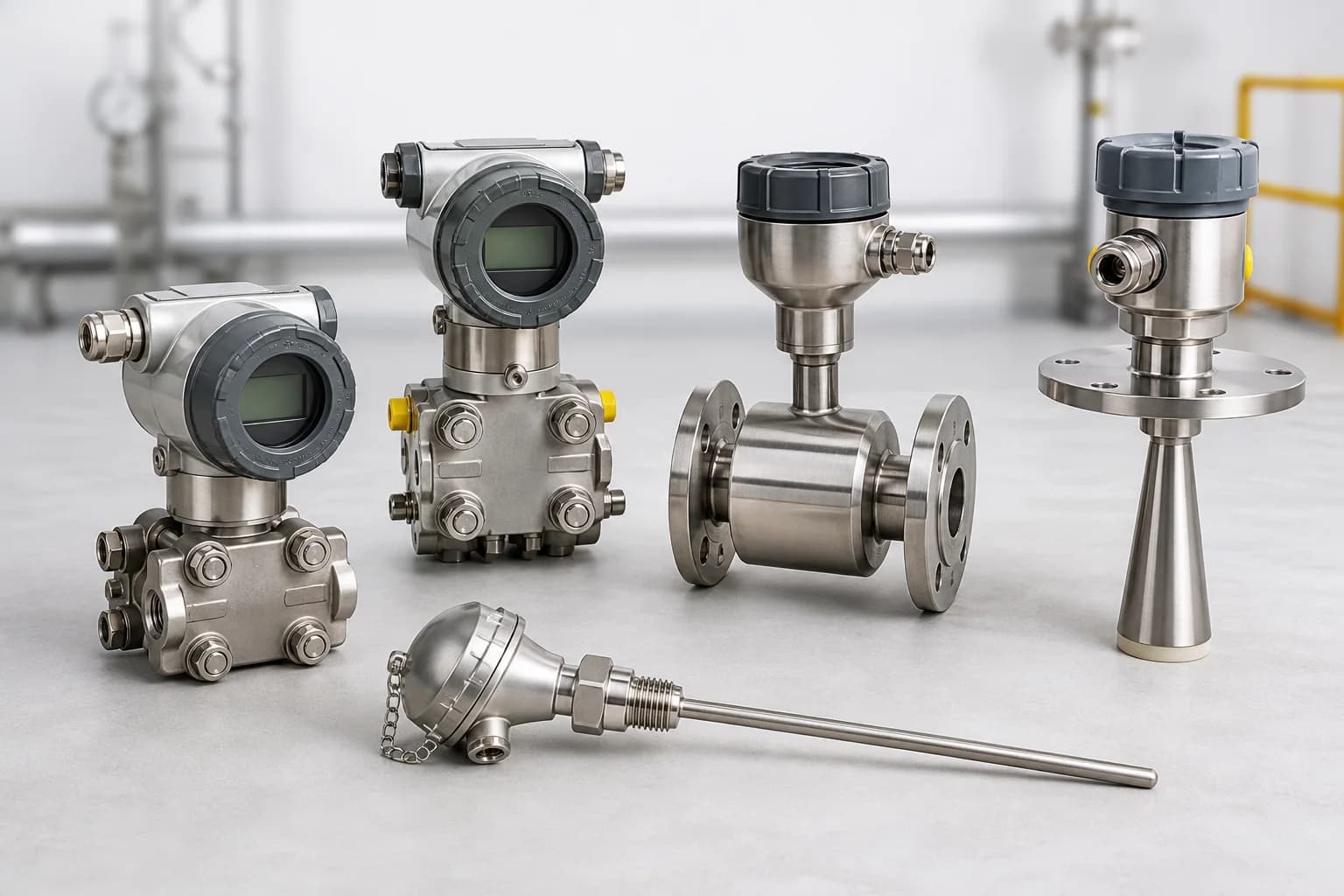 Industrial pressure transmitter with manifold and process connection