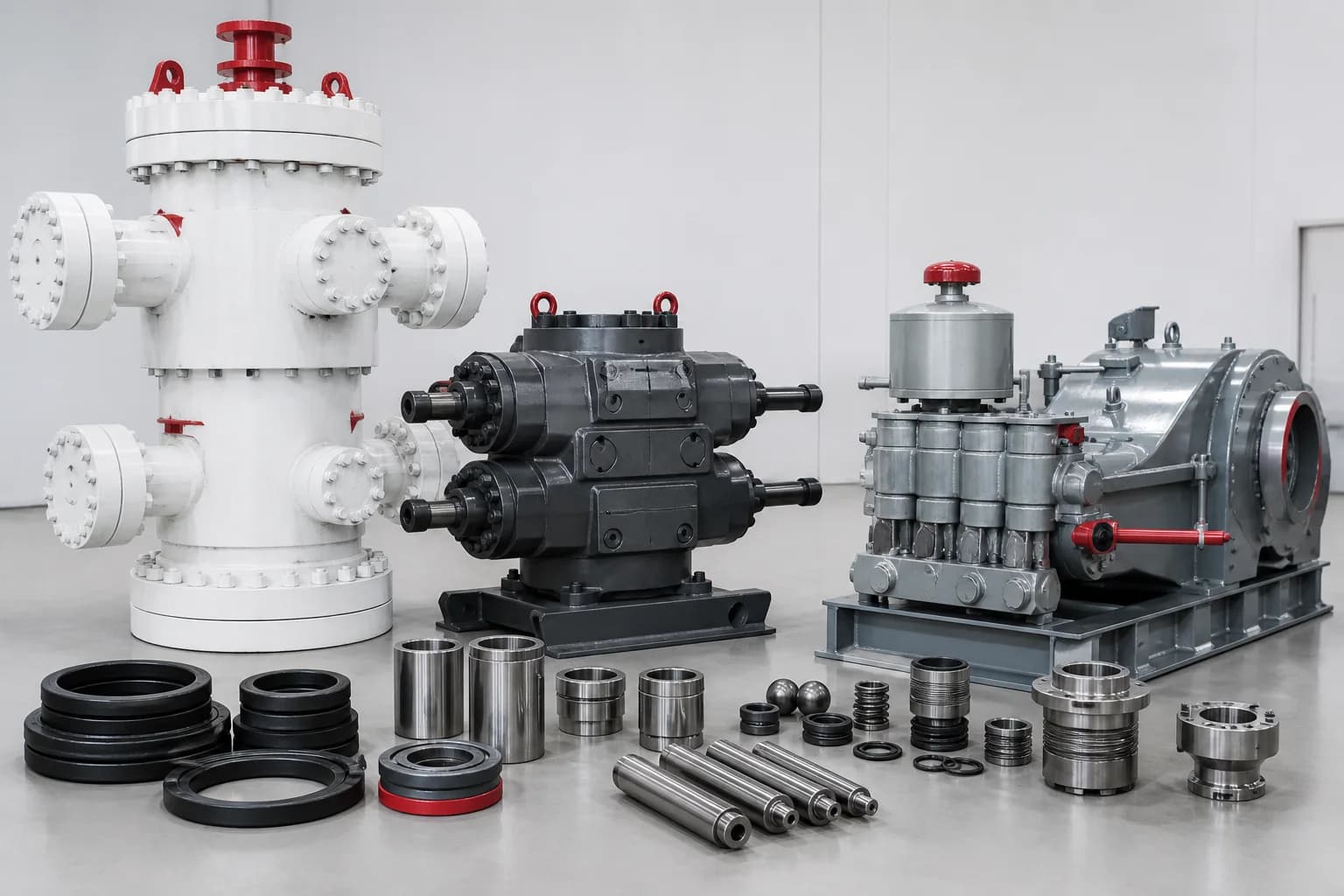 Well control equipment with BOP sealing elements and hydraulic components